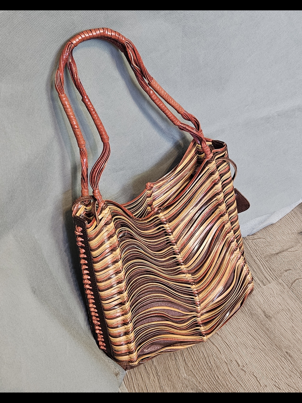Vintage Boho Woven Multi-Color Leather Women's Shoulder Bag - Picture 4 of 12